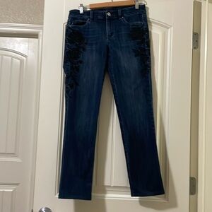 WHBM Blue Jeans Black Flower‎ Design on Sides-4R